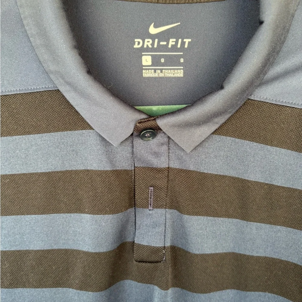 Nike Blue and Black Striped Polo Shirt‎